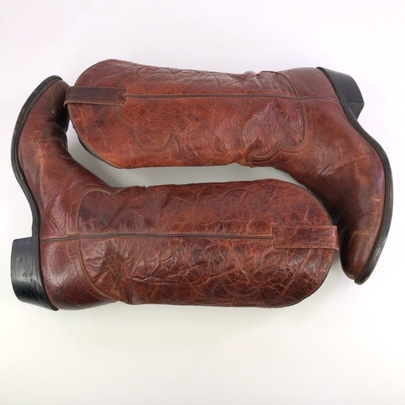 Diamond J by Justin Brown Leather Cowboy Western Boots Size 9D - Picture 5 of 7